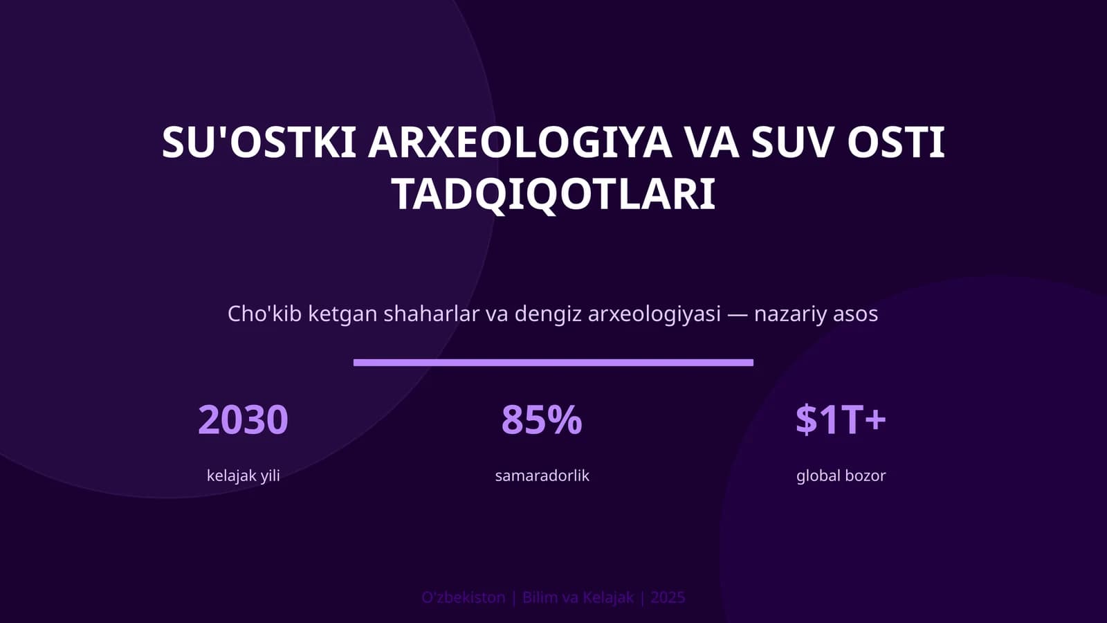 SU'OSTKI ARXEOLOGIYA VA SUV OSTI TADQIQOTLARI