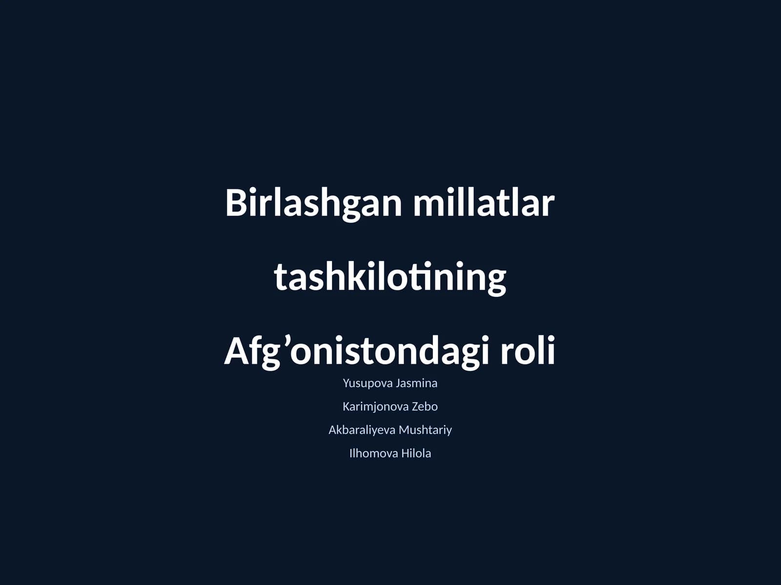 Tinchlik missiyasi (UNAMA)