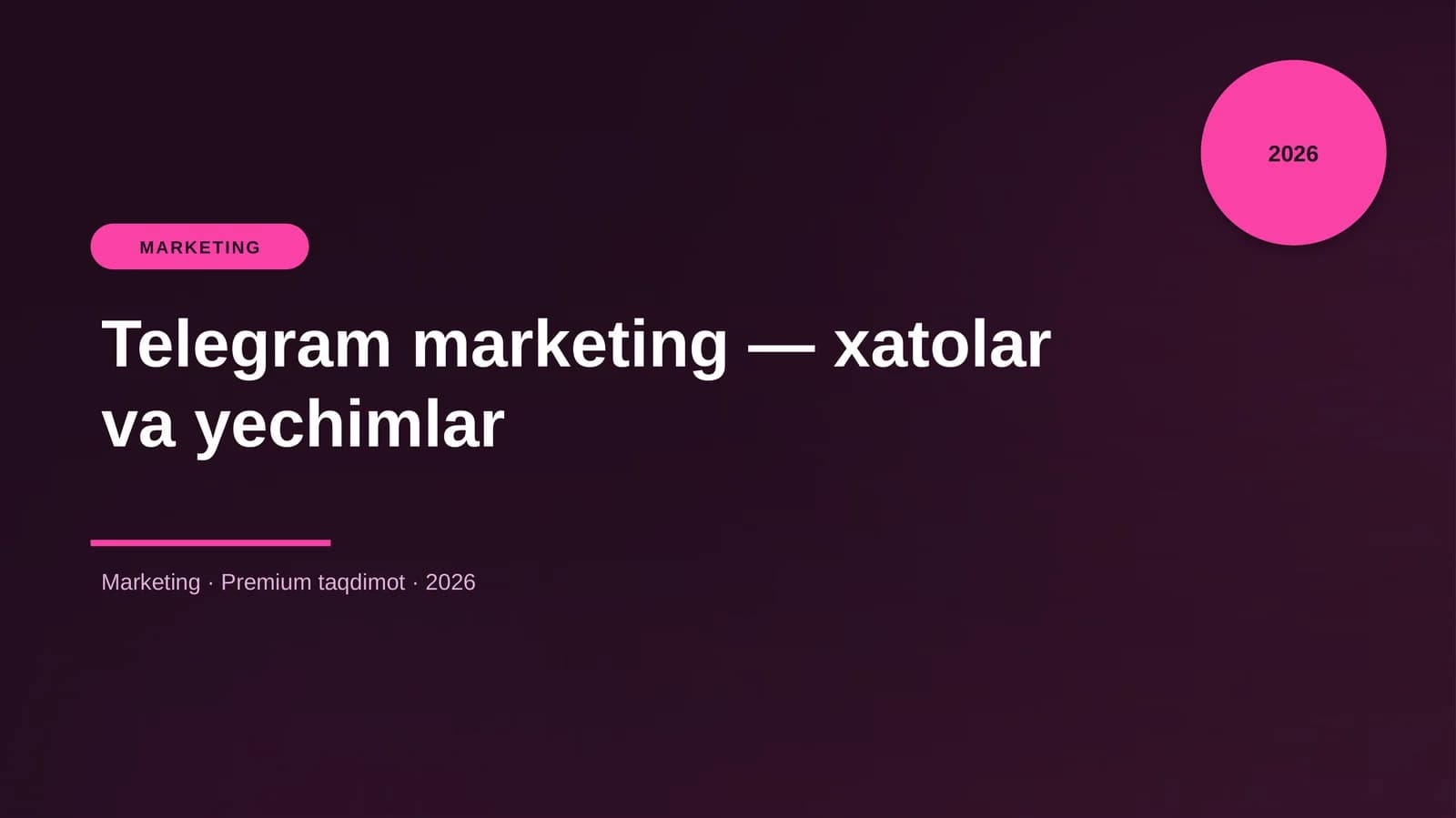 Telegram marketing — xatolar va yechimlar