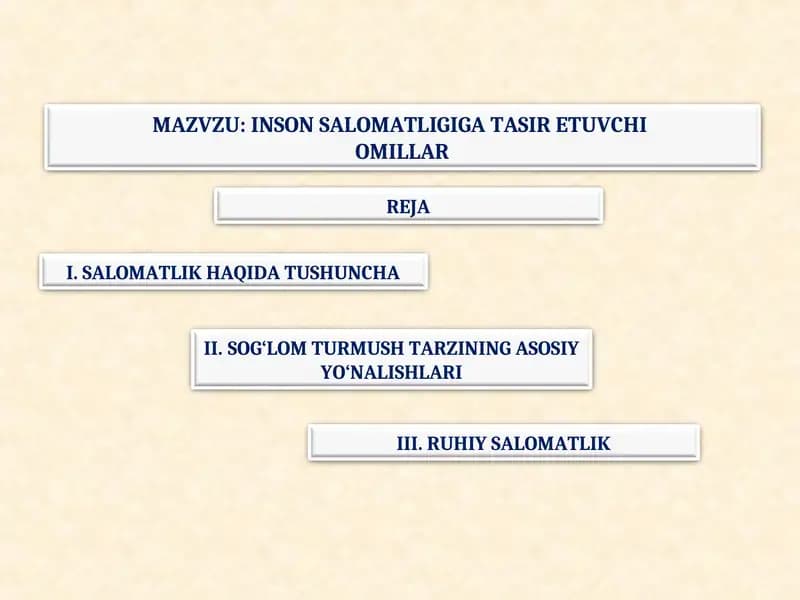 INSON SALOMATLIGIGA TASIR ETUVCHI OMILLAR