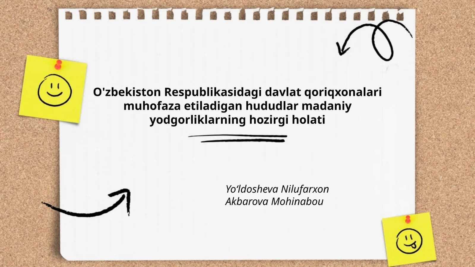 O'zbekiston Respublikasidagi davlat qoriqxonalari muhofaza etiladigan hududlar madaniy yodgorliklarning hozirgi holati