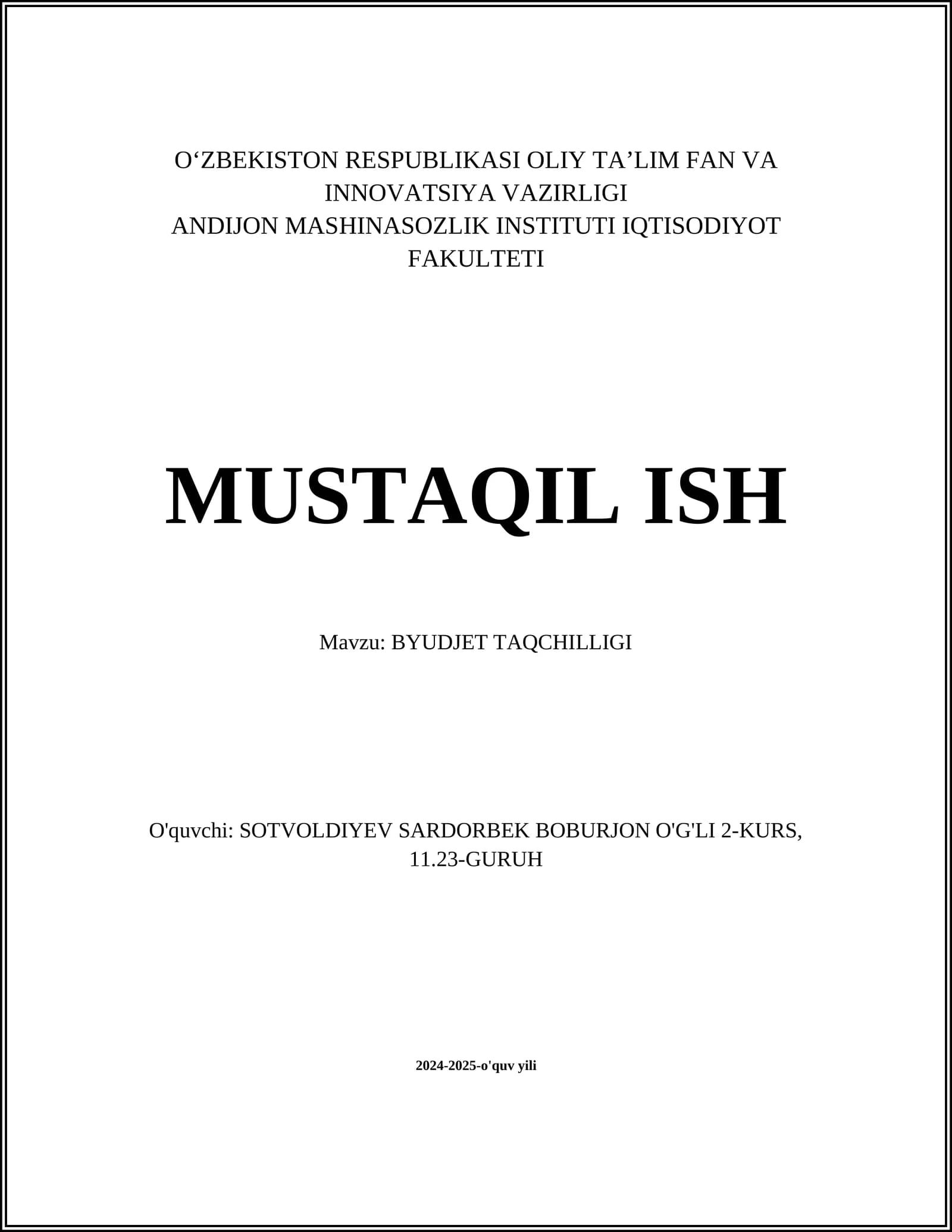 BYUDJET TAQCHILLIGI