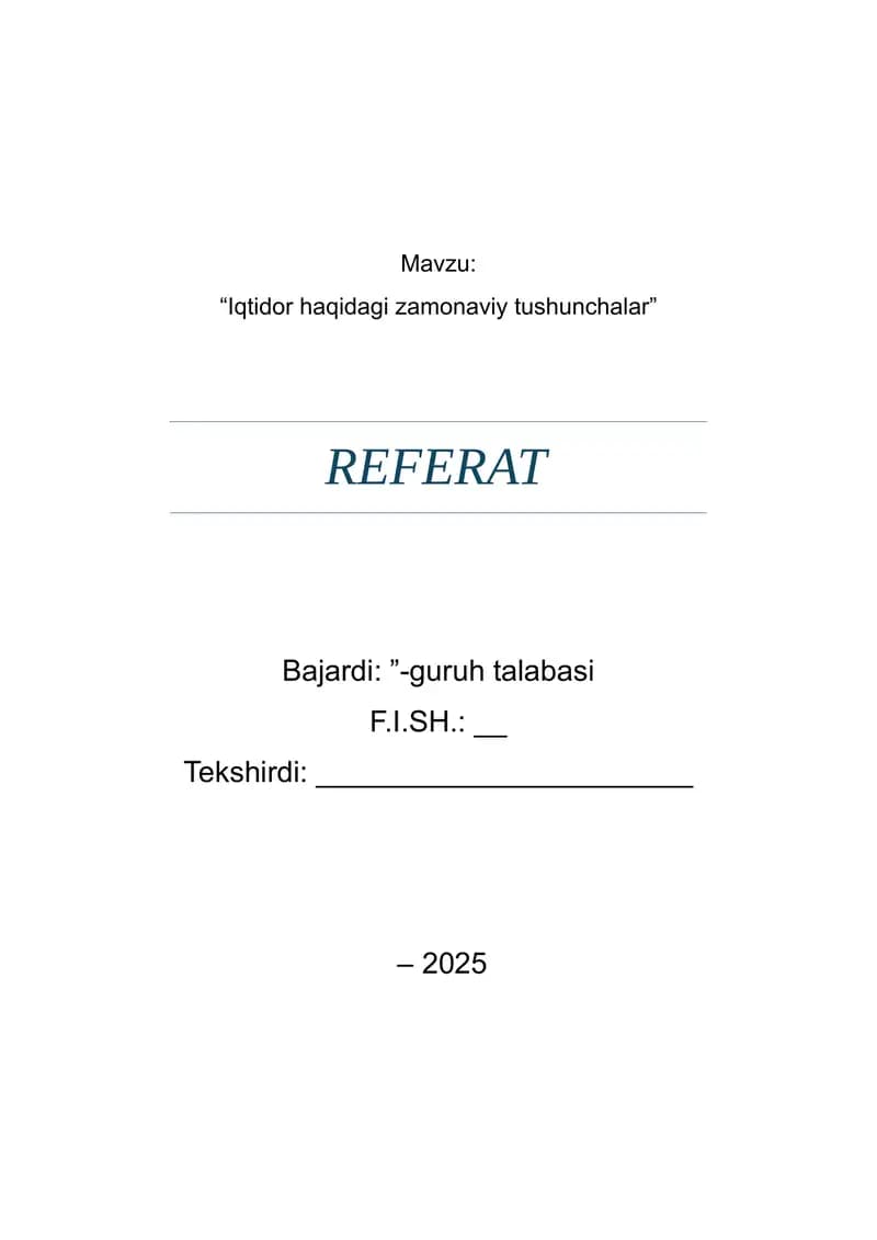 Iqtidor haqidagi zamonaviy tushunchalar