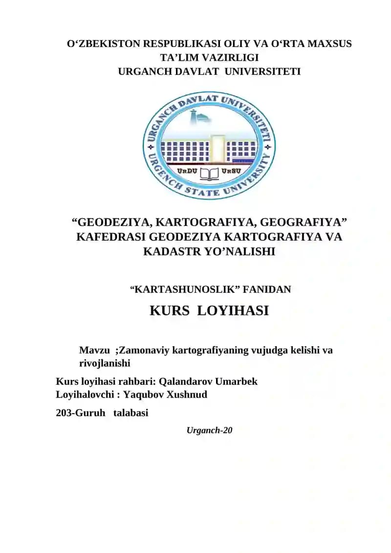 Zamonaviy kartografiyaning vujudga kelishi va rivojlanishi