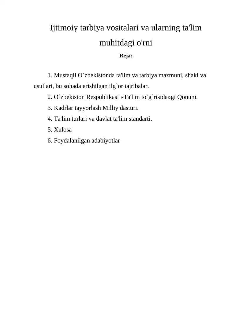 Kadrlar tayyorlash Milliy dasturi