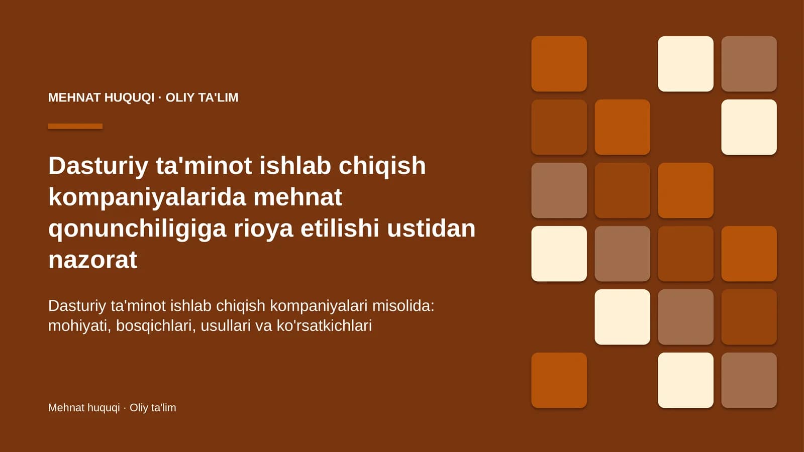 Dasturiy ta'minot ishlab chiqish kompaniyalarida mehnat qonunchiligiga rioya etilishi ustidan nazorat