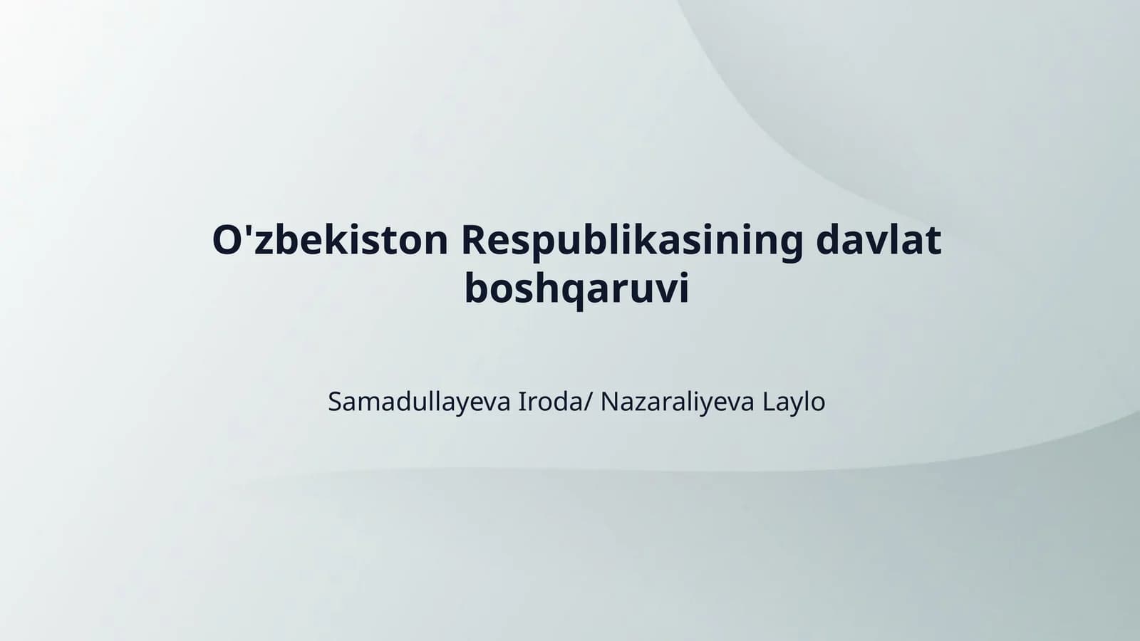 O'zbekiston Respublikasining davlat boshqaruvi