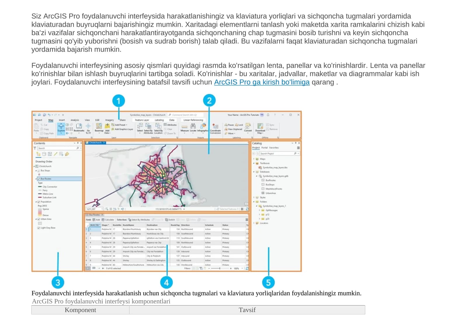 ArcGIS Pro foydalanuvchi interfeysi