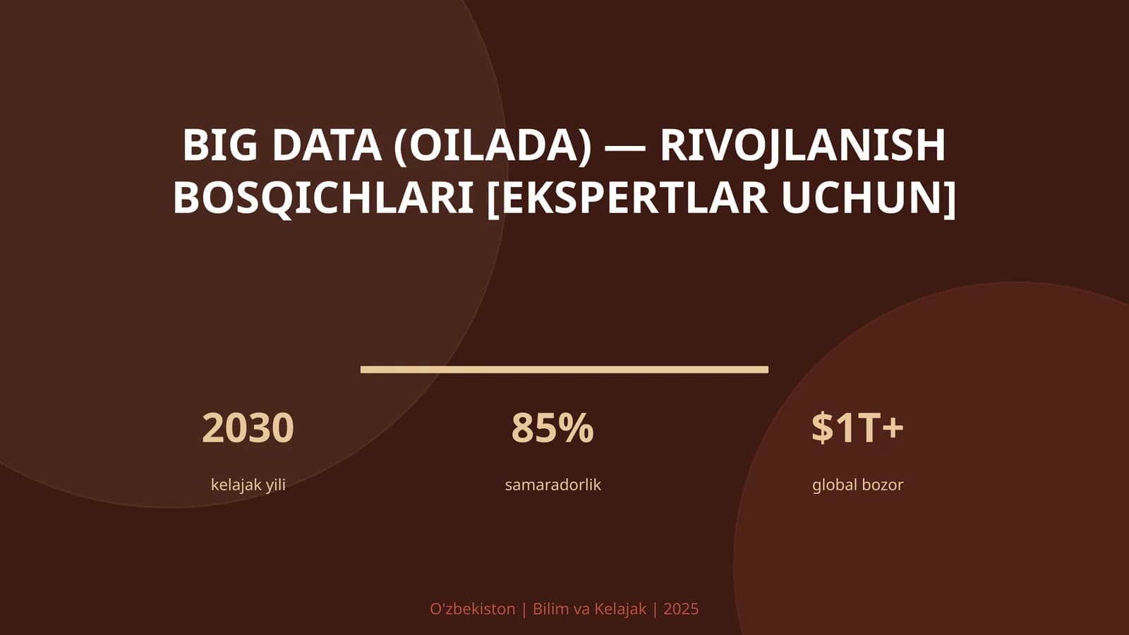 Big Data (Oilada) - Rivojlanish Bosqichlari [Ekspertlar Uchun]