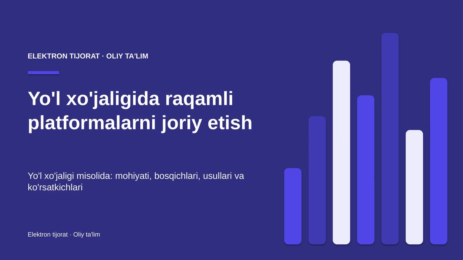Yo'l xo'jaligida raqamli platformalarni joriy etish