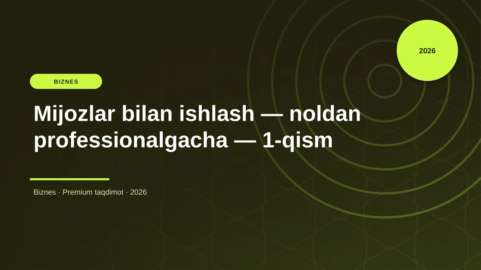 Mijozlar bilan ishlash — noldan professionalgacha — 1-qism