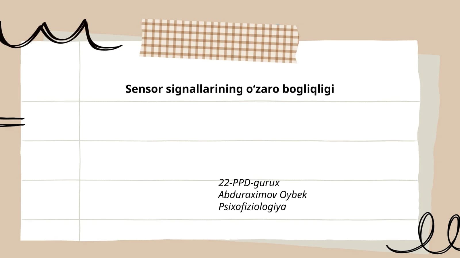 Sensor signallarining oʻzaro bogliqligi