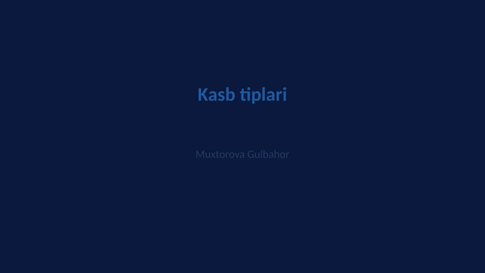 Kasb tiplari