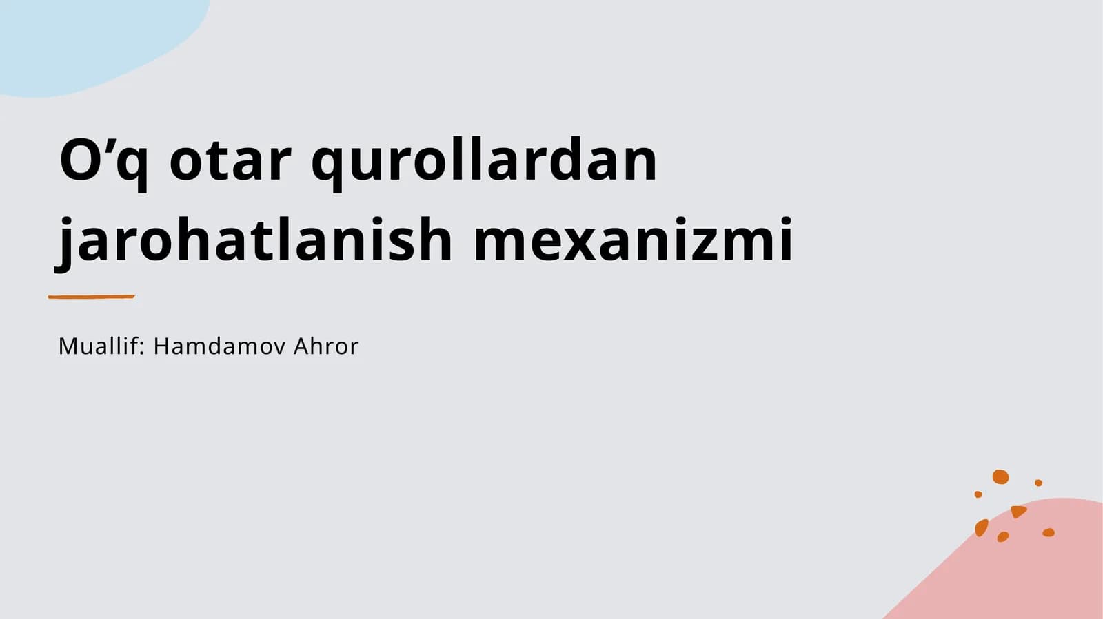 O'q otar qurollardan jarohatlanish mexanizmi