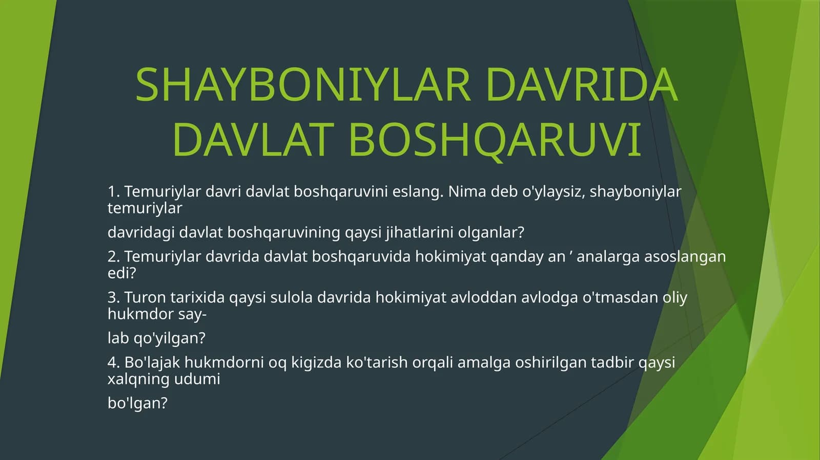 shayboniylar davri davlat boshqaruvi