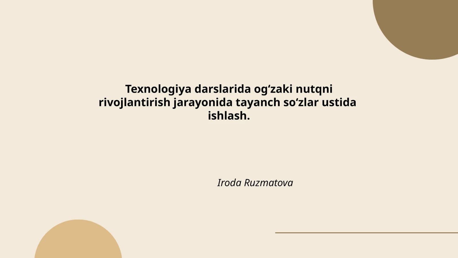 Og'zaki nutq va tayanch so'zlar