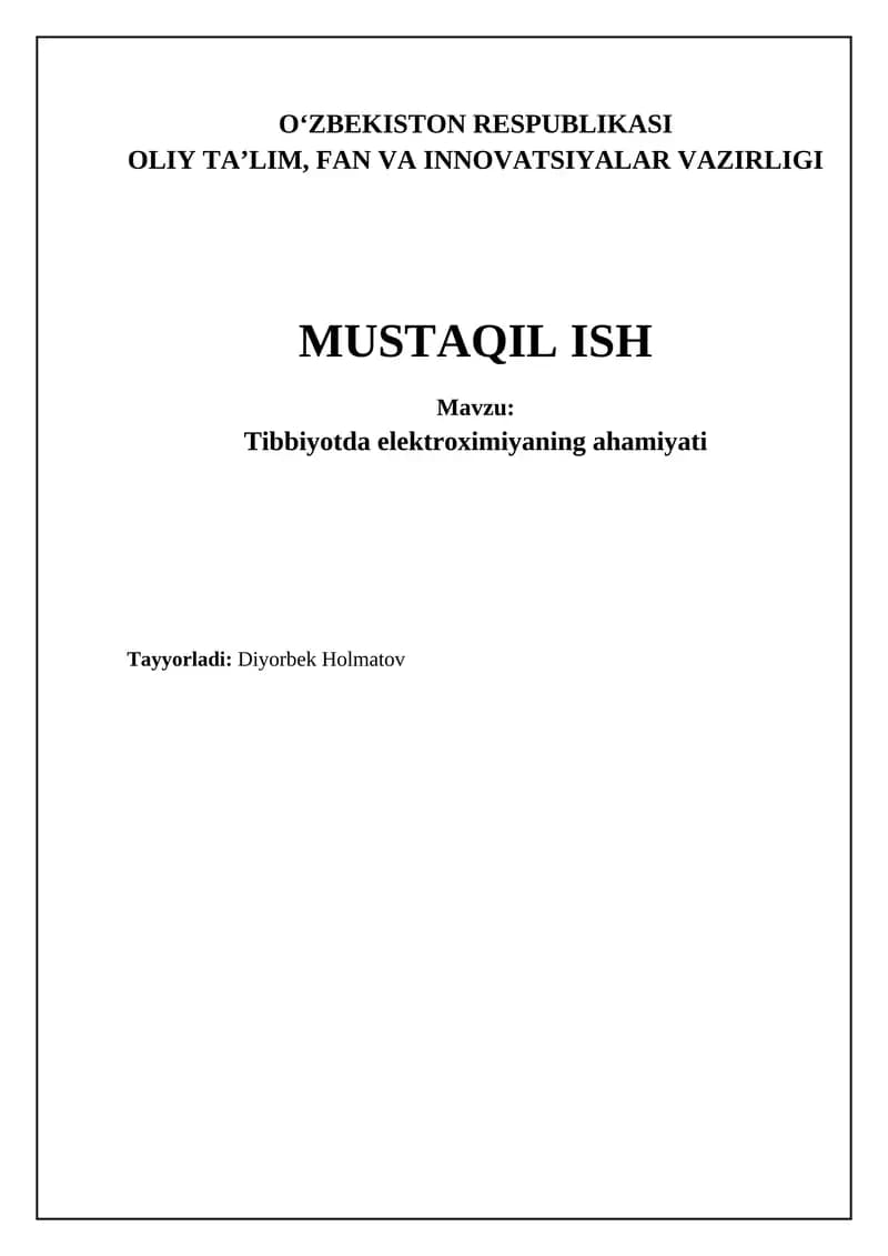 Elektrokimyo fani turli sohalar