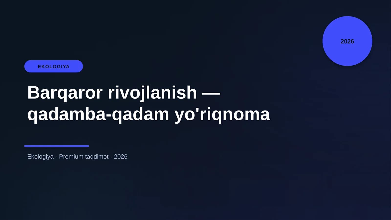 Barqaror rivojlanish — qadamba-qadam yo'riqnoma