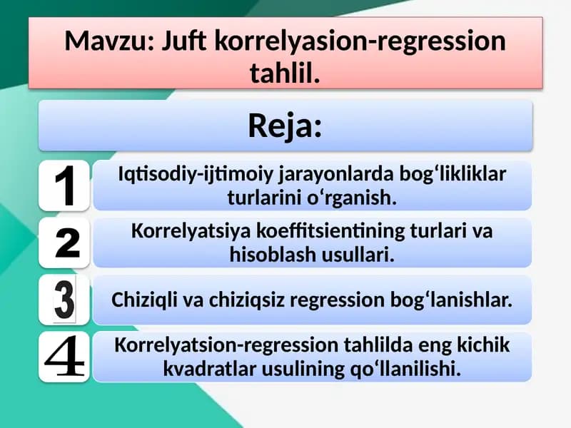 Juftkorrelyasion-regression tahlil