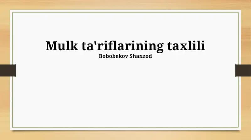 Yer ta'riflari va qonunchilik