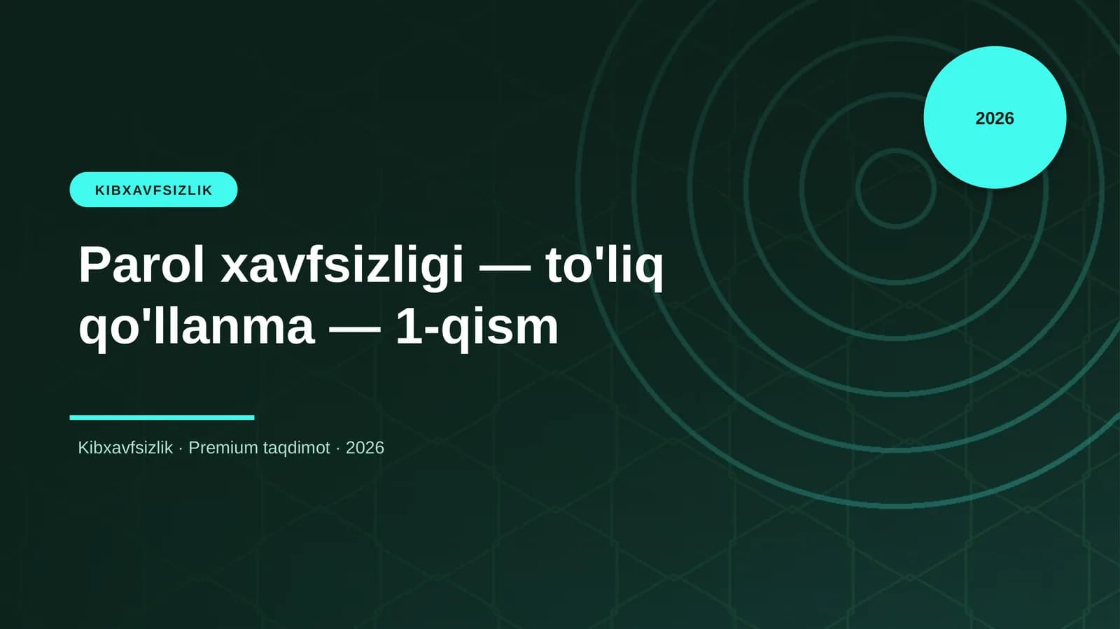 Parol xavfsizligi — to'liq qo'llanma — 1-qism