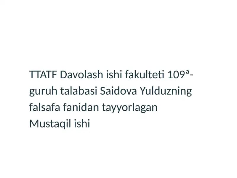 Mustaqil ish "Dunyoqarash"