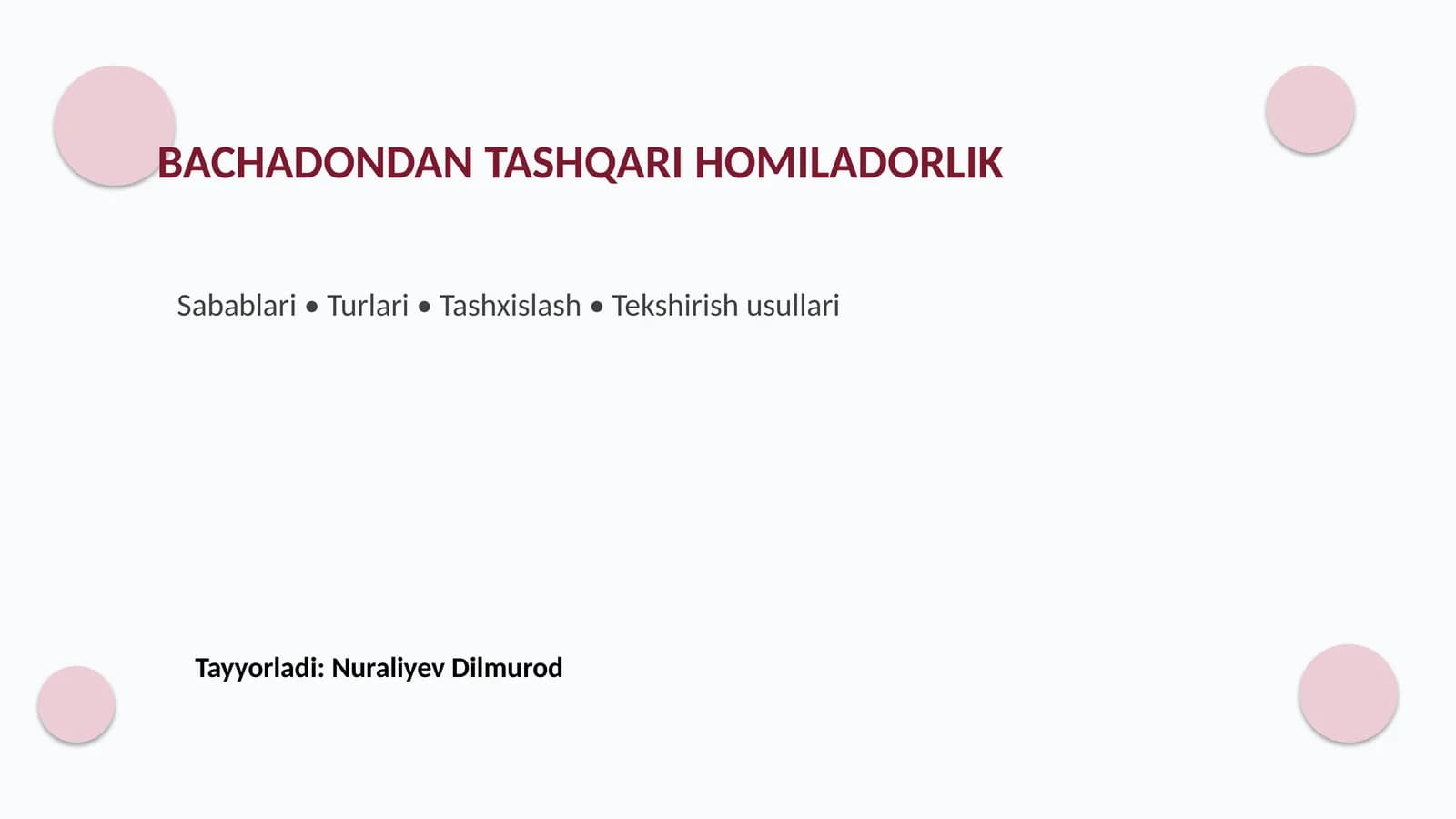 Bachadondan tashqari homiladorlik