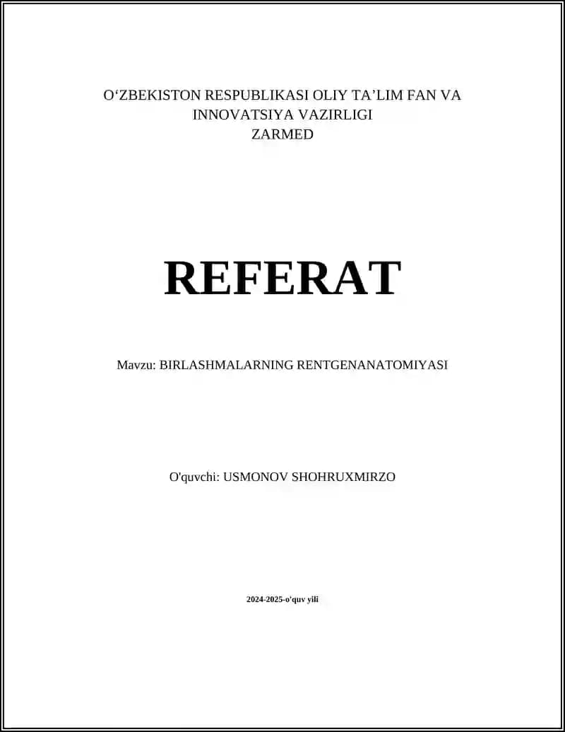 BIRLASHMALARNING RENTGENANATOMIYASI