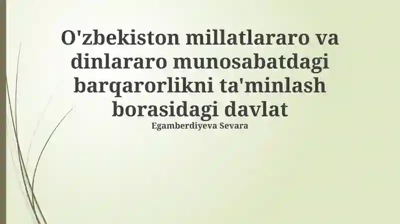 Etnik va diniy xilma-xillikning tarixiy asoslari va qonunchilik kafolatlari