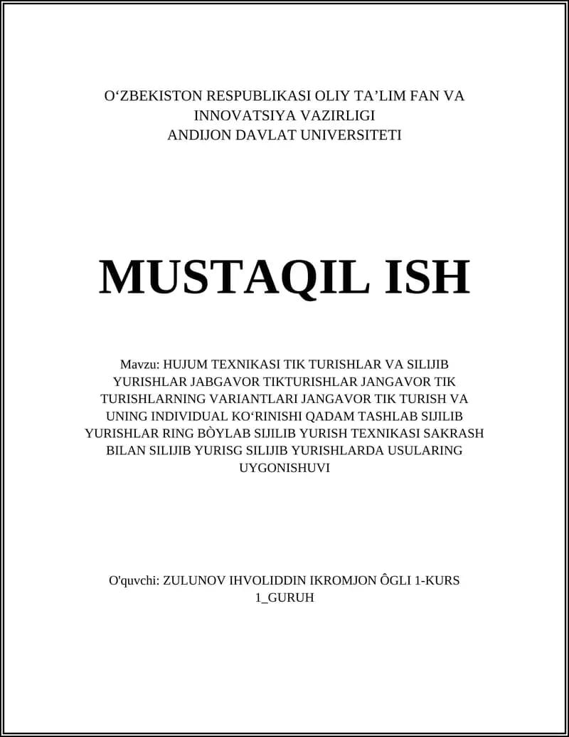 Hujum Texnikasi: Tik Turish Asoslari