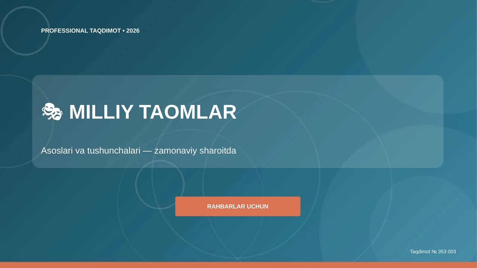 Milliy Taomlar: Asoslari va Tushunchalari