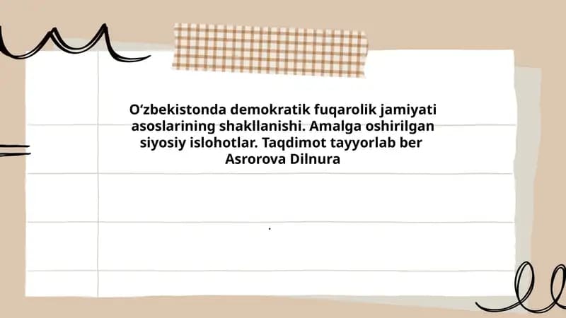 Oʻzbekistonda demokratik fuqarolik jamiyati asoslarining shakllanishi