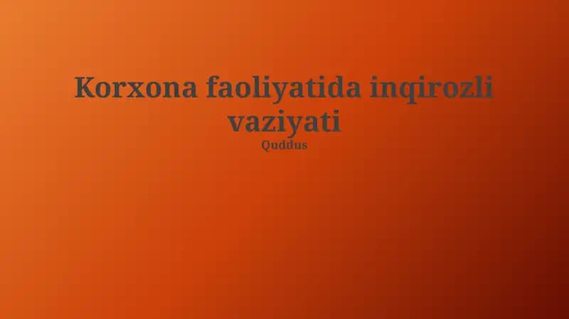 Korxona faoliyatida inqirozli vaziyati