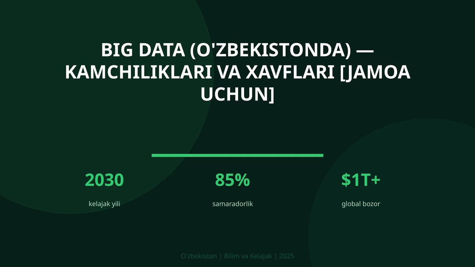 BIG DATA (O'ZBEKISTONDA) — KAMCHILIKLARI VA XAVFLARI [JAMOA UCHUN]