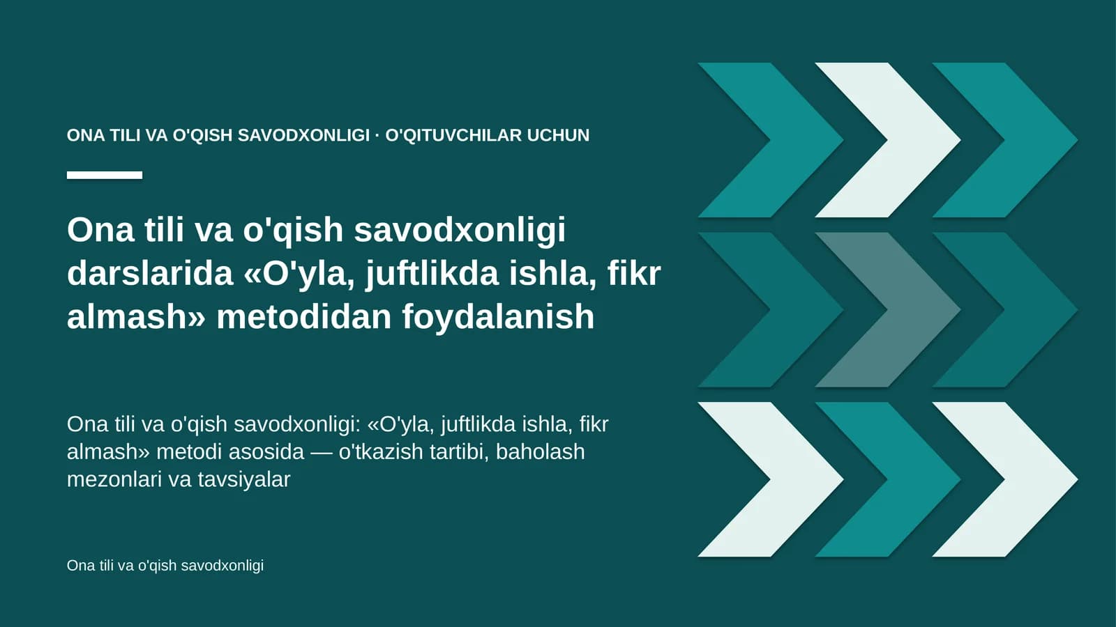 ona tili va o'qish savodxonligi darslarida o'yla juftlikda ishla fikr almash metodidan foydalanish 8616