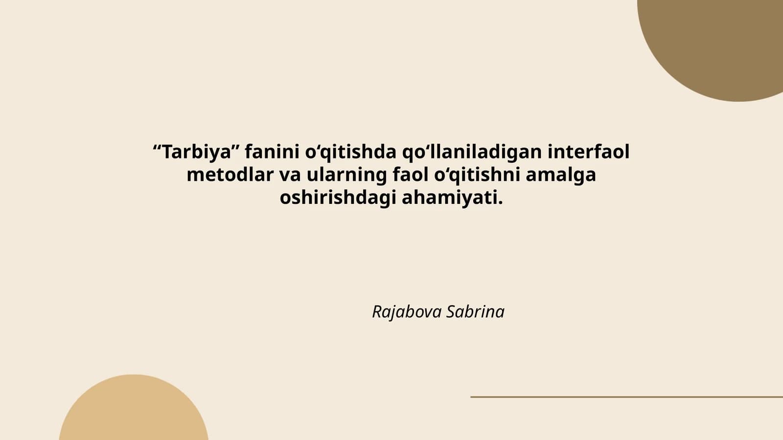 Interfaol o‘quv metodlari