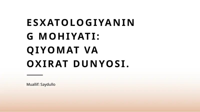Esxatologiyani Tushunish