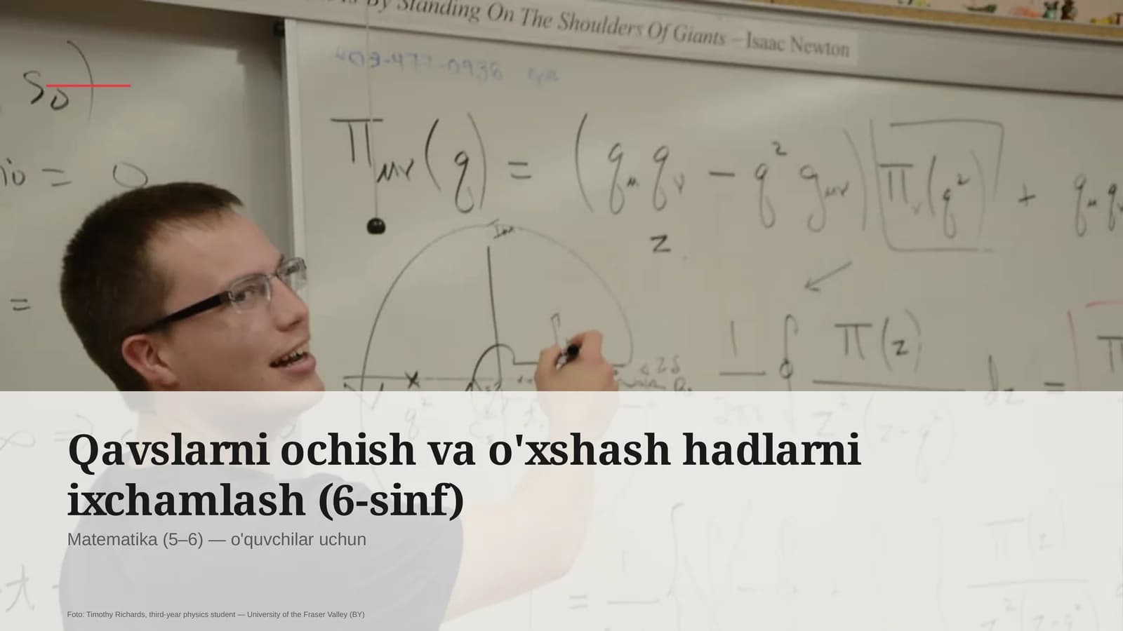 Qavslarni ochish va o'xshash hadlarni ixchamlash (6-sinf)