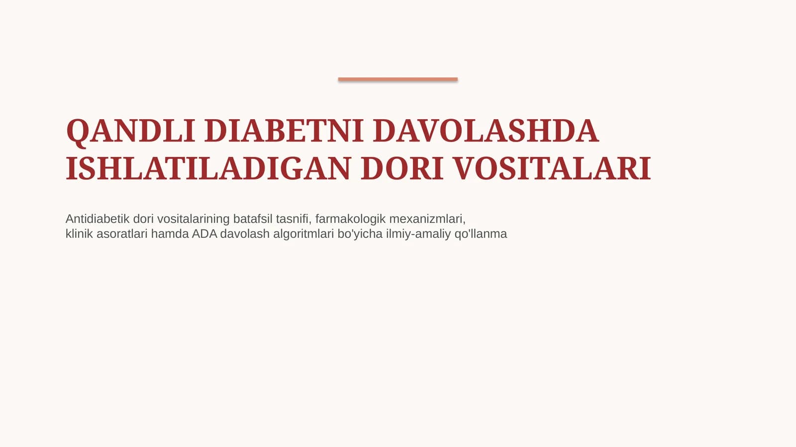Qandli diabetni davolashda ishlatiladigan dori vositalari | 15 slayd