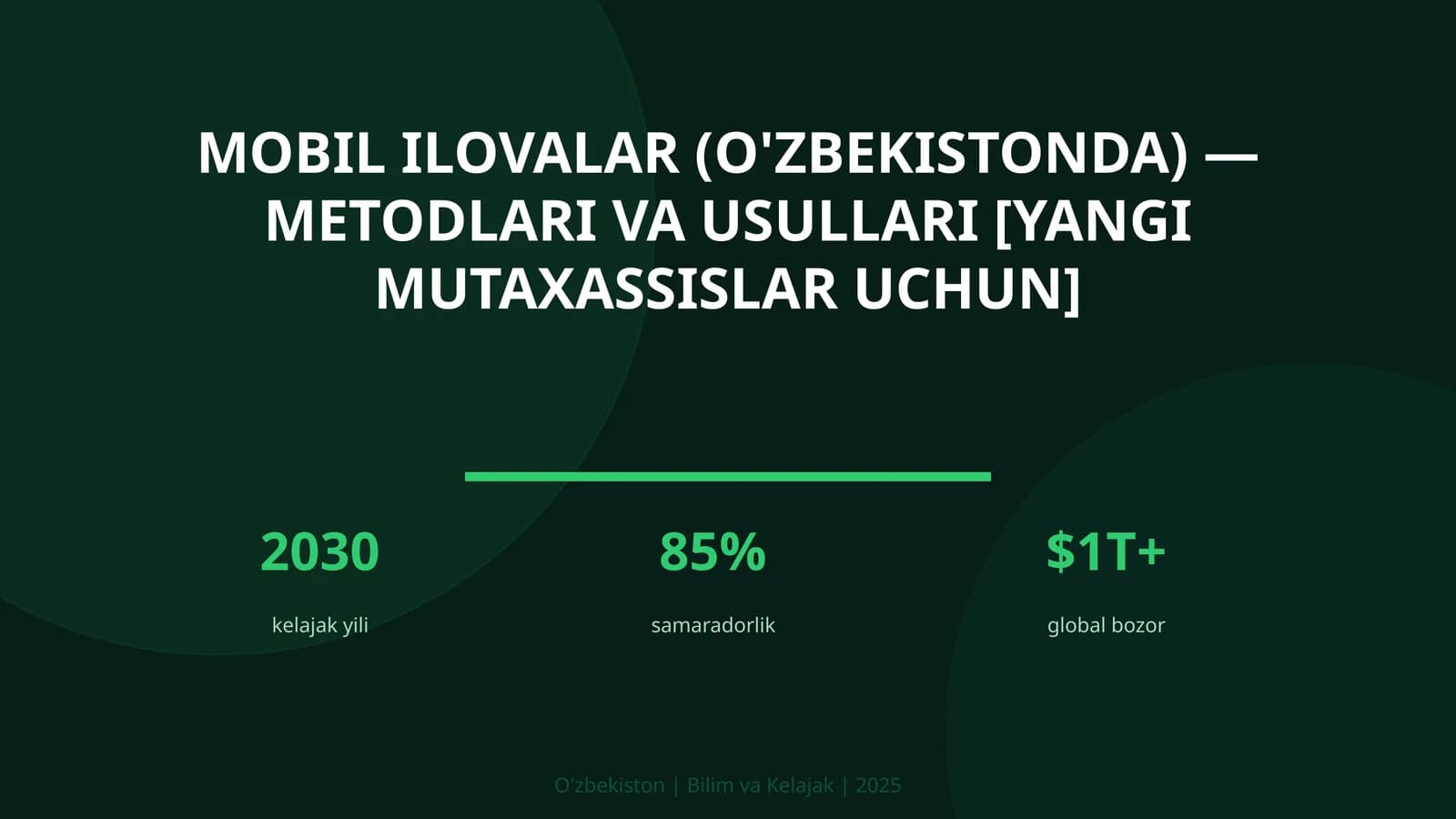 Mobil Ilovalar (O'zbekistonda) — Metodlari va Usullari [Yangi Mutaxassislar Uchun]