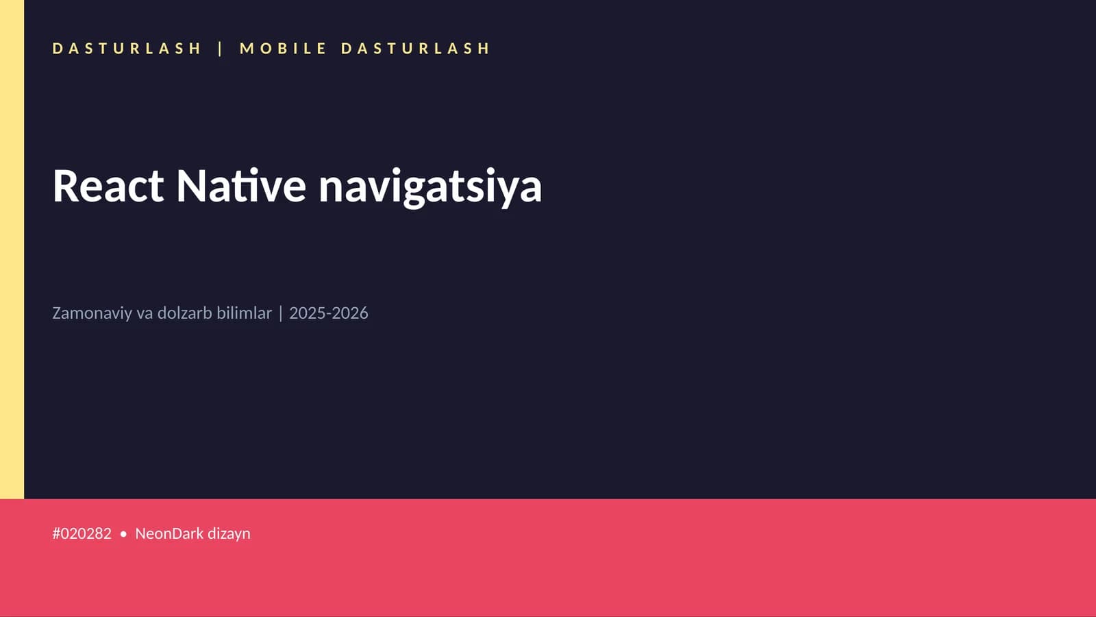 React Native navigatsiya