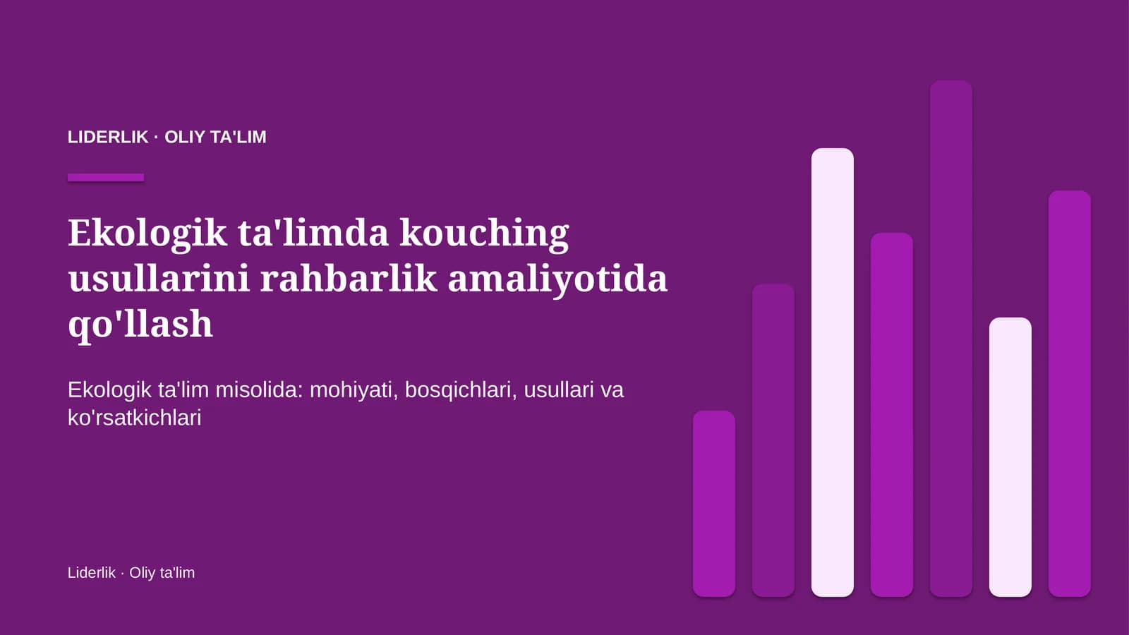 Ekologik ta'limda kouching usullarini rahbarlik amaliyotida qo'llash