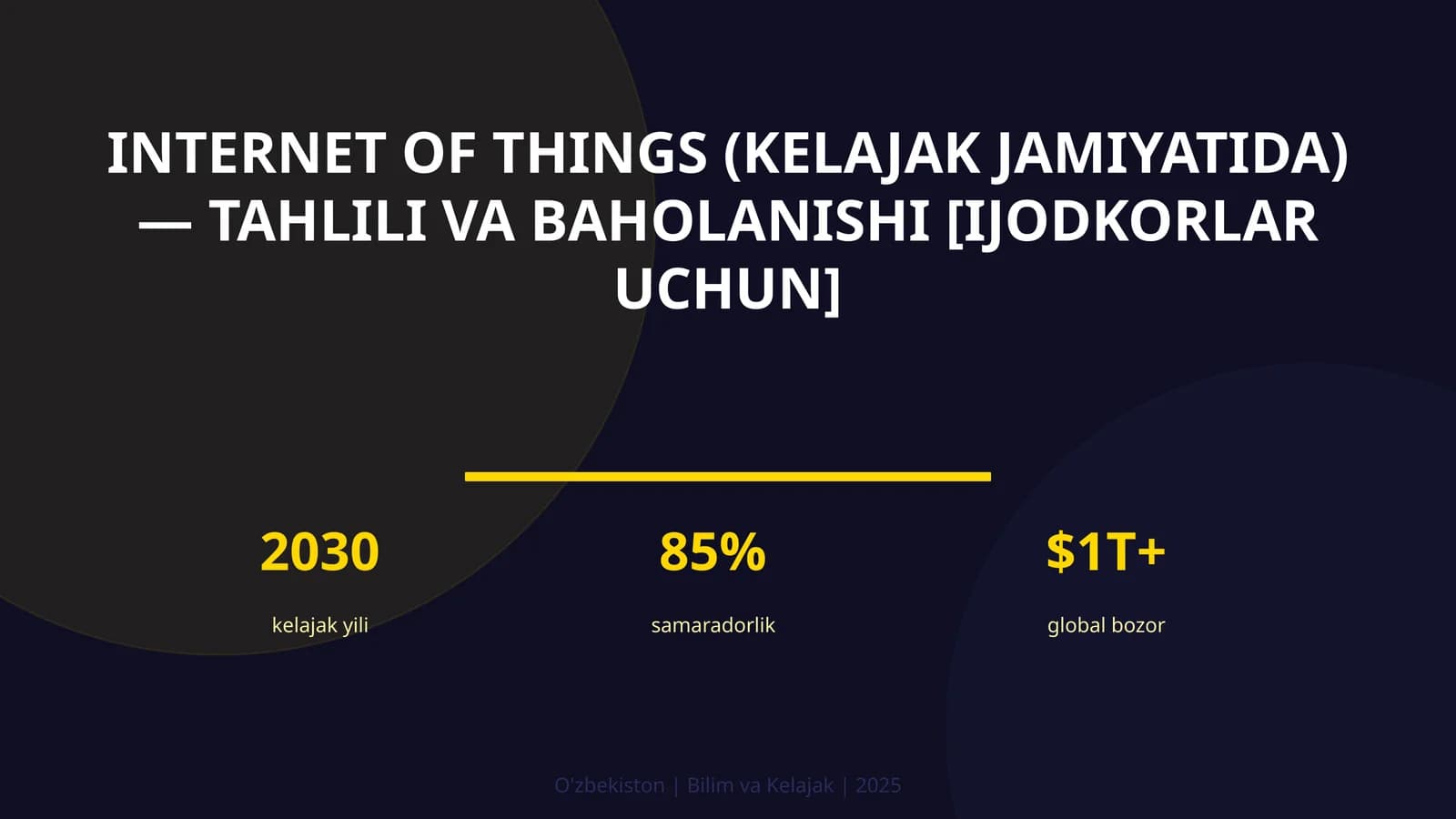 Internet of Things (kelajak jamiyatida) — tahlili va baholanishi [ijodkorlar uchun]
