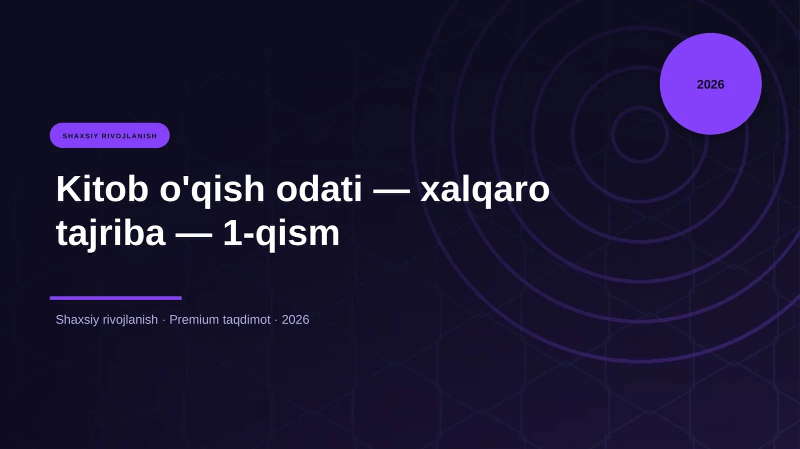 Kitob o'qish odati — xalqaro tajriba — 1-qism