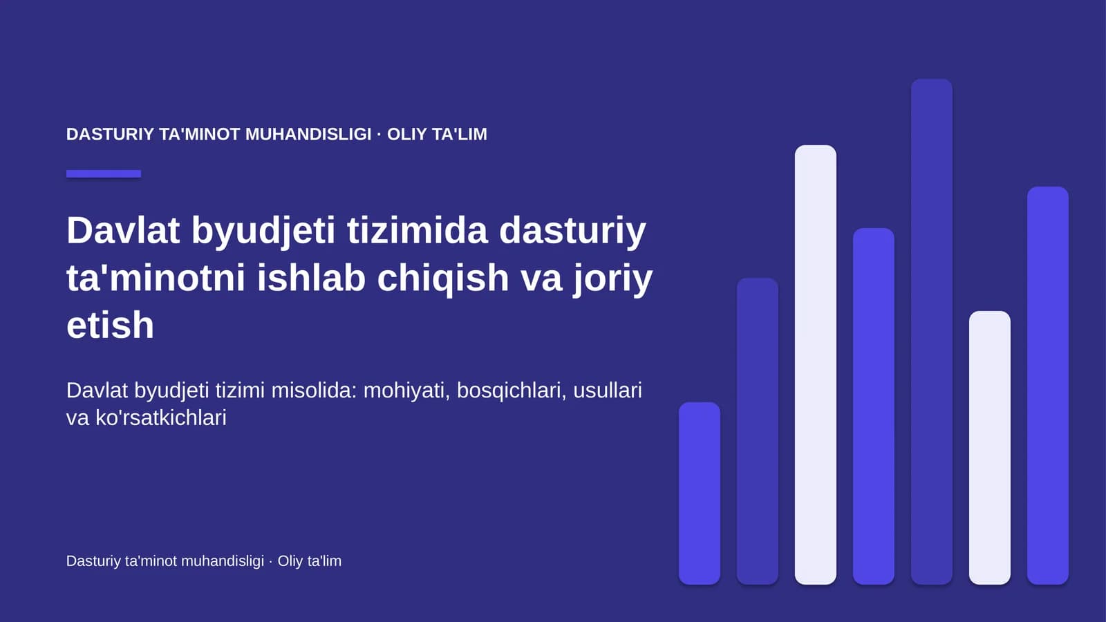 DASTURIY TA'MINOT MUHANDISLIGI · OLIY TA'LIM
