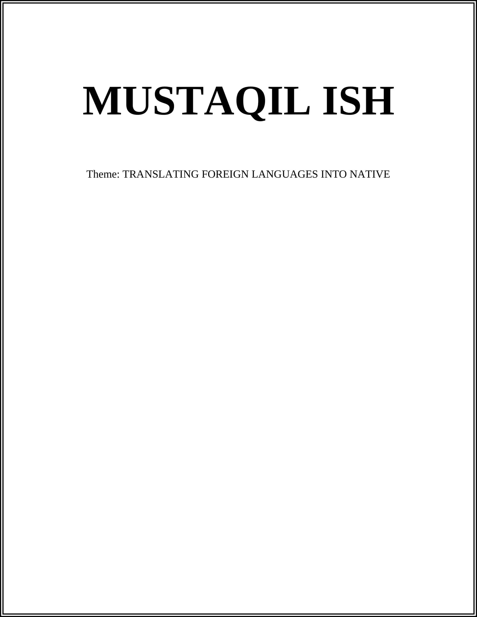 TRANSLATING FOREIGN LANGUAGES INTO NATIVE