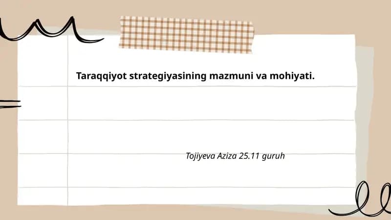 Taraqqiyot strategiyasining mazmuni va mohiyati