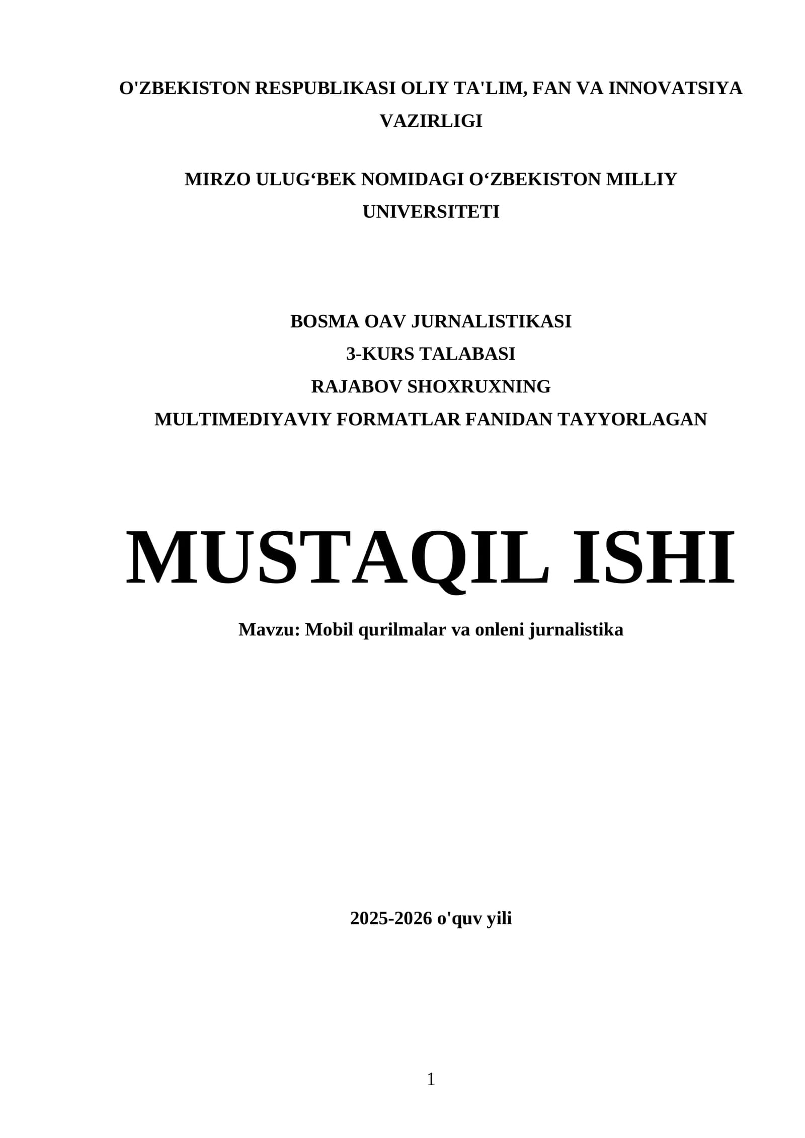 Mobil qurilmalar va onleni jurnalistika