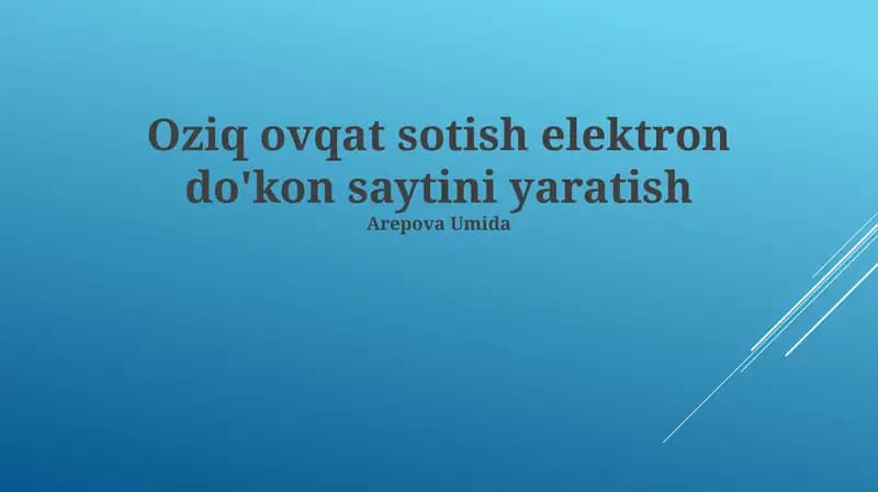 Onlayn Oziq-ovqat Do'koni Yaratish