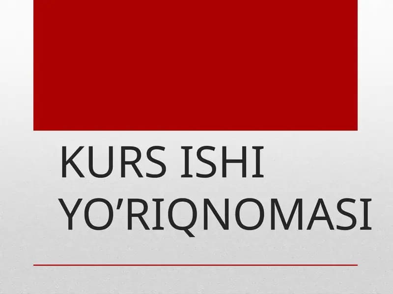 KURS ISHI YO’RIQNOMASI